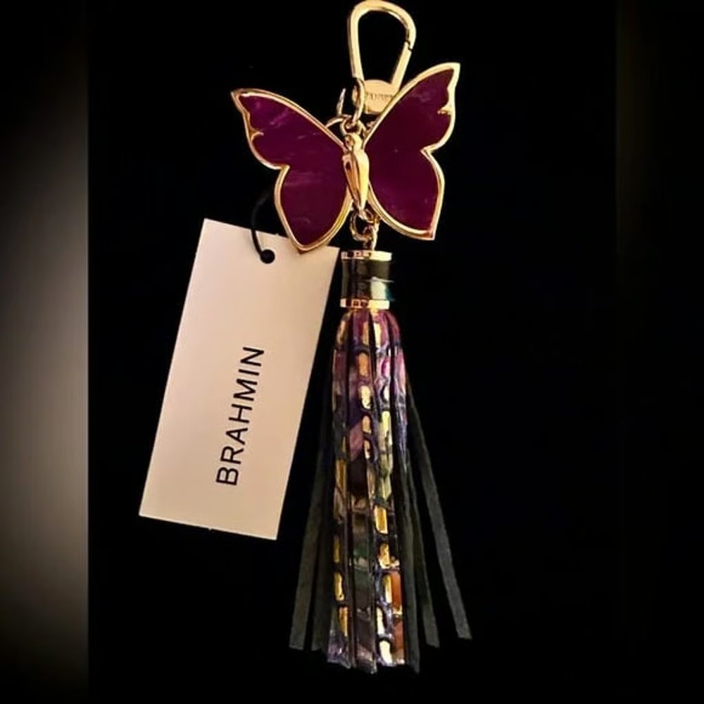 Brahmin Visionary Butterfly charm tassel NWT